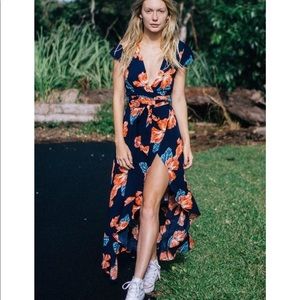 XIX palms wrap dress